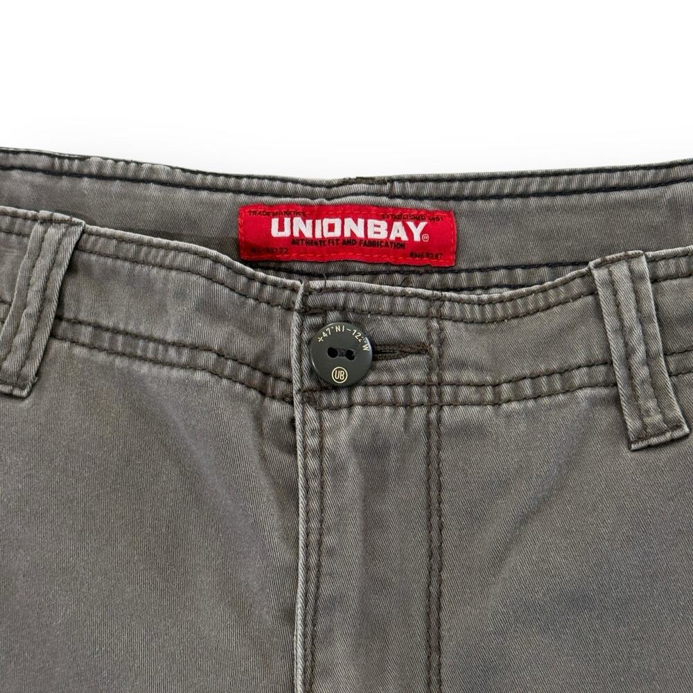 Unionbay Cargo Shorts Mens Size 36 Gray Classic Fit Y2K 90s Skater Grunge FLAW - Picture 3 of 11